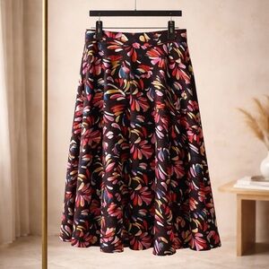 Elegant Floral A-Line Skirt - Multicolor